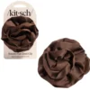 Satin Rosette Flat Cloud Clip Chocolate