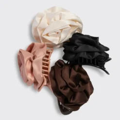 Satin Rosette Flat Cloud Clip Chocolate