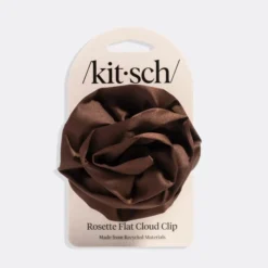 Satin Rosette Flat Cloud Clip Chocolate