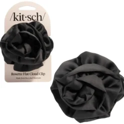 Satin Rosette Flat Cloud Clip Black