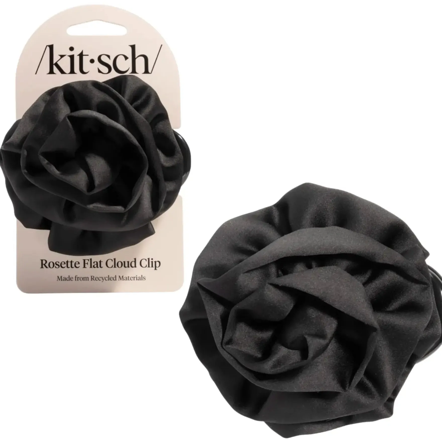 Satin Rosette Flat Cloud Clip Black