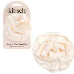 Satin Rosette Flat Cloud Clip Cream