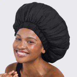 Satin Sleep XL Adjustable Bonnet Black
