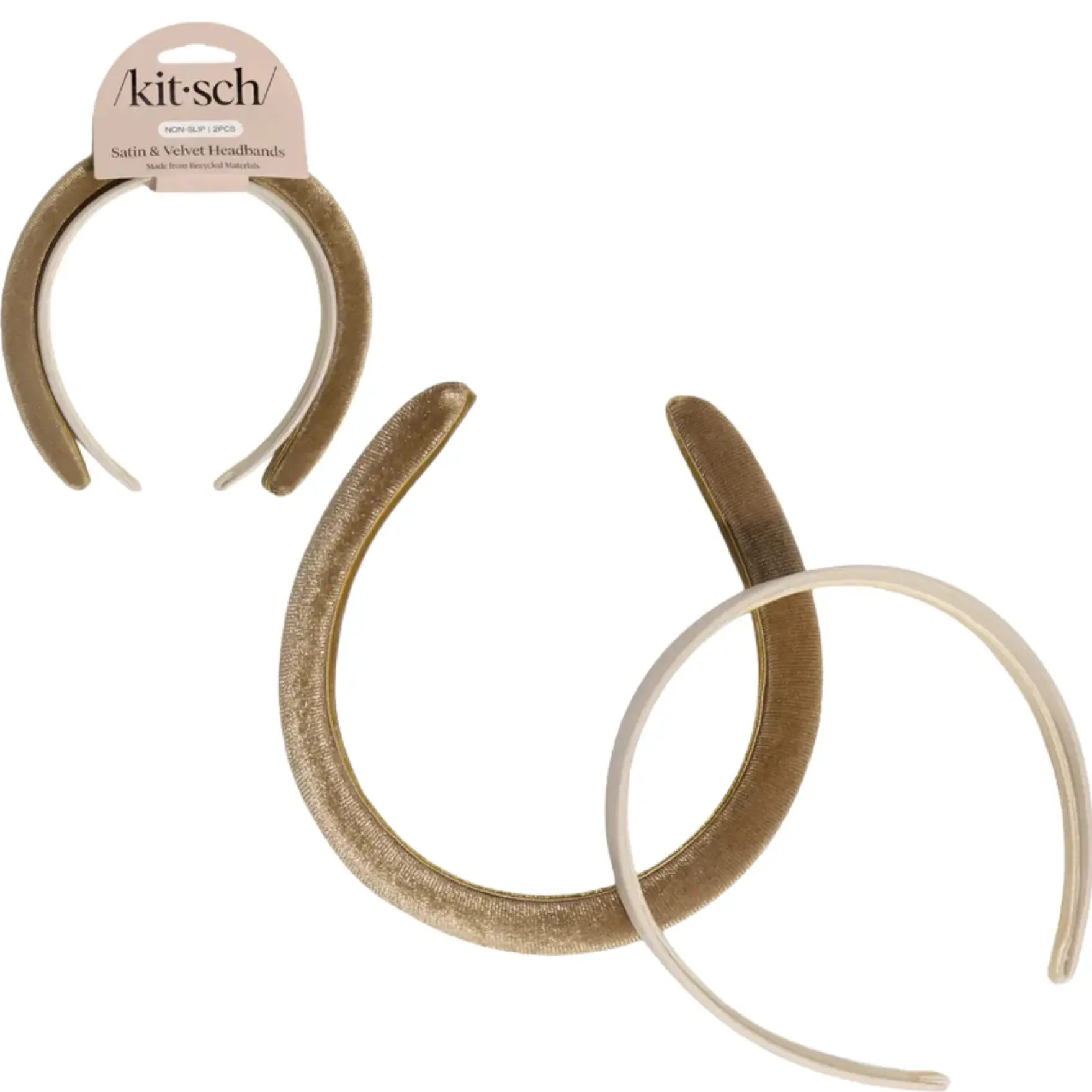 Satin & Velvet Headbands Creme & Caramel