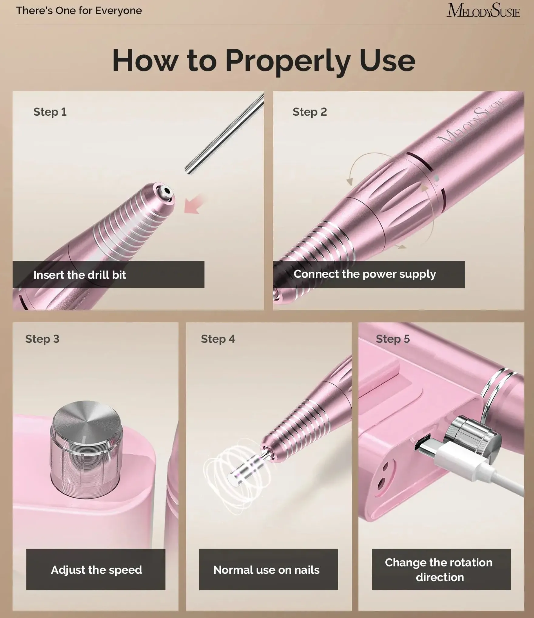 SC300F Clip-On Rechargeable Nail Drill 30.000RPM Pink