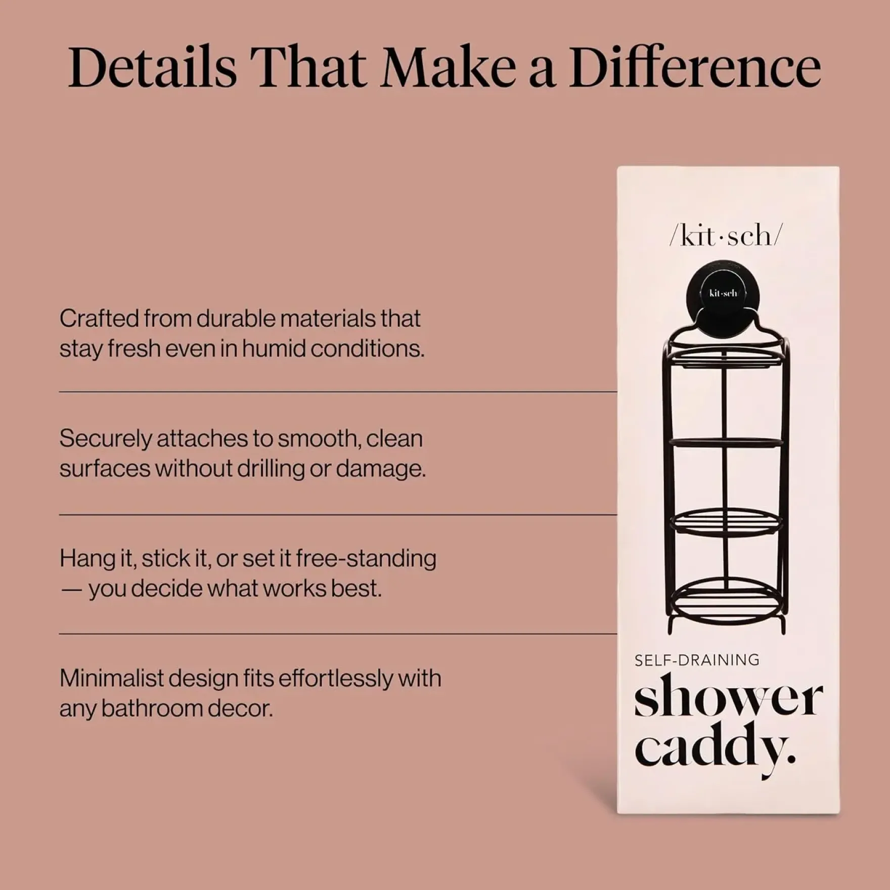 Self Draining Shower Caddy Black