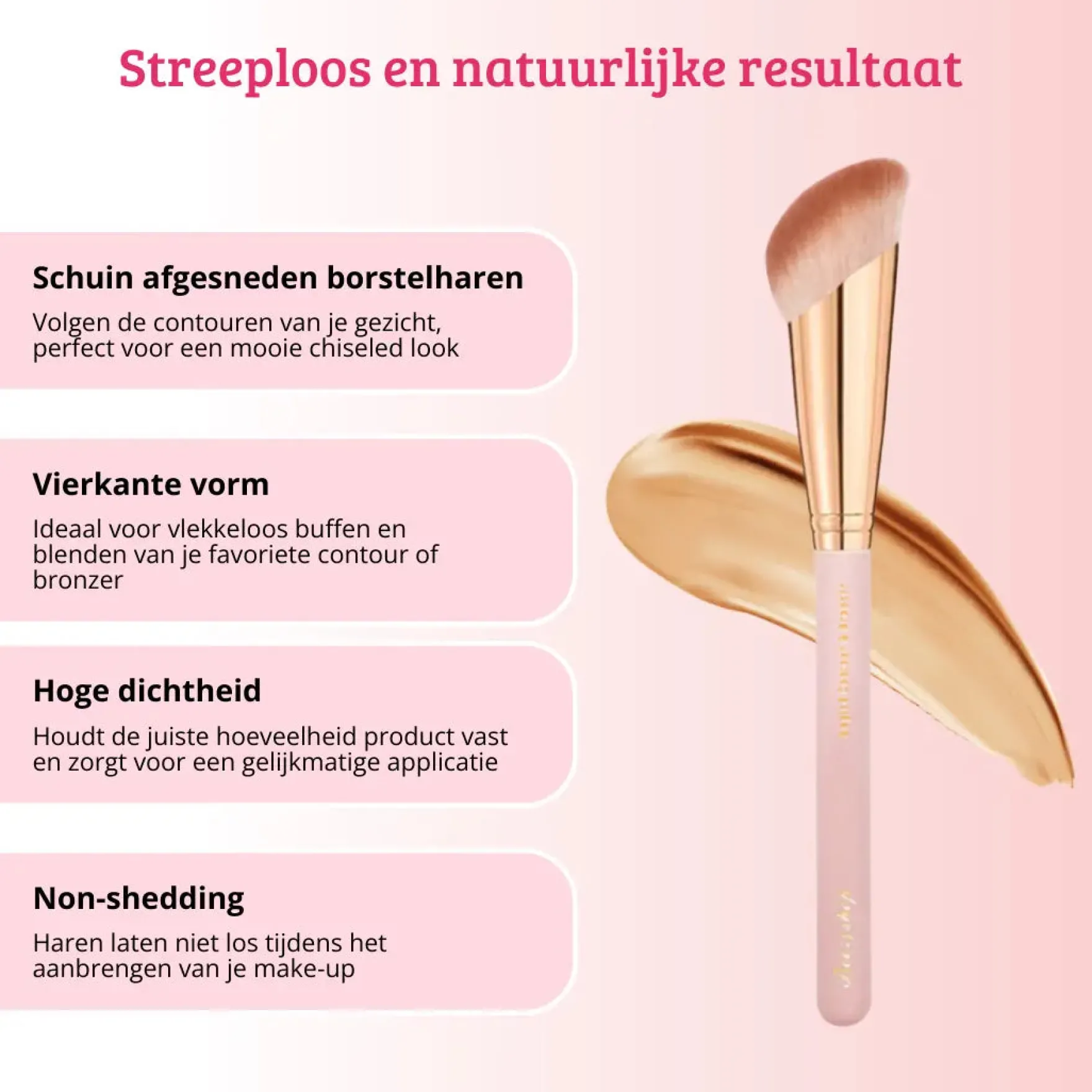 Soft Pink & Gold Angled Contour & Bronzer Brush