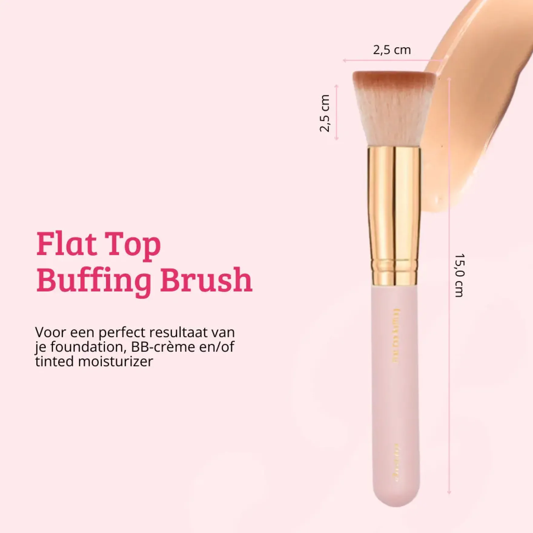 Soft Pink & Gold Flat Top Buffing Brush