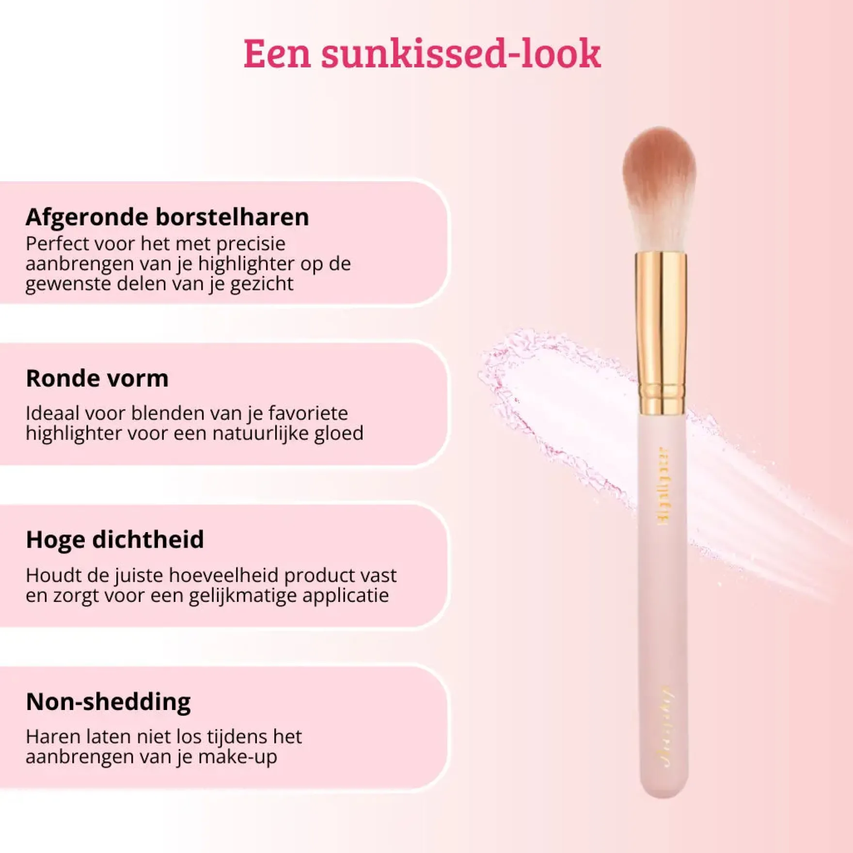 Soft Pink & Gold Highlighter Brush