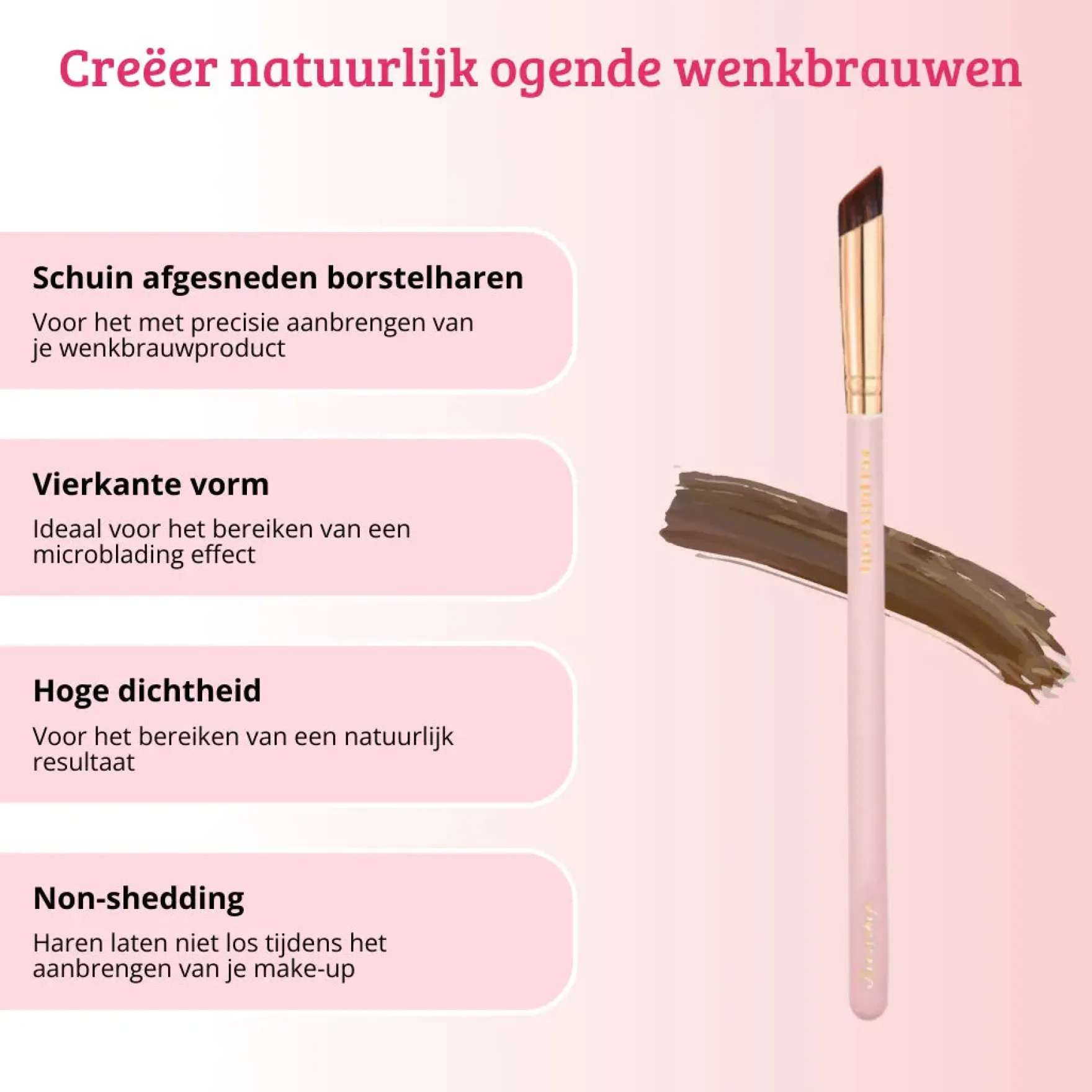 Soft Pink & Gold Square Angled Brow Brush