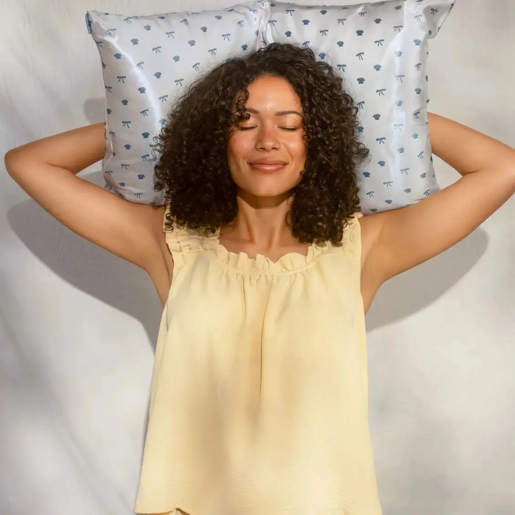 Standard Satin Pillowcase Pearlized Cream & Coastal Blue