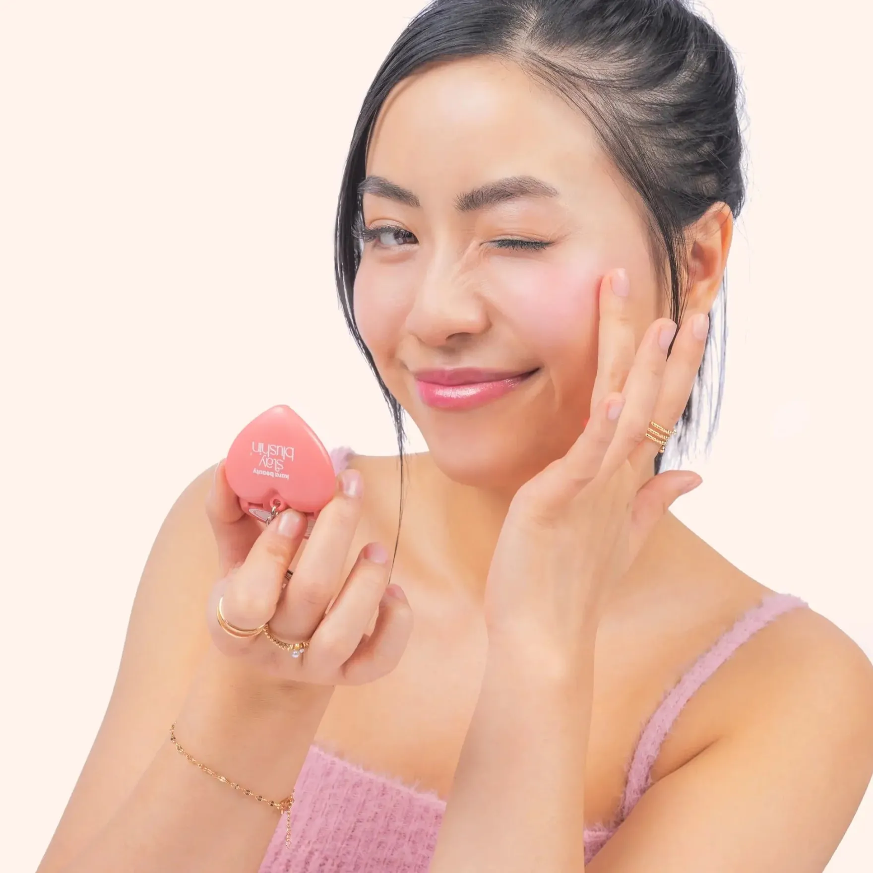 Stay Blushin! Lip and Cheek Cream Blush Keychain Berry Red