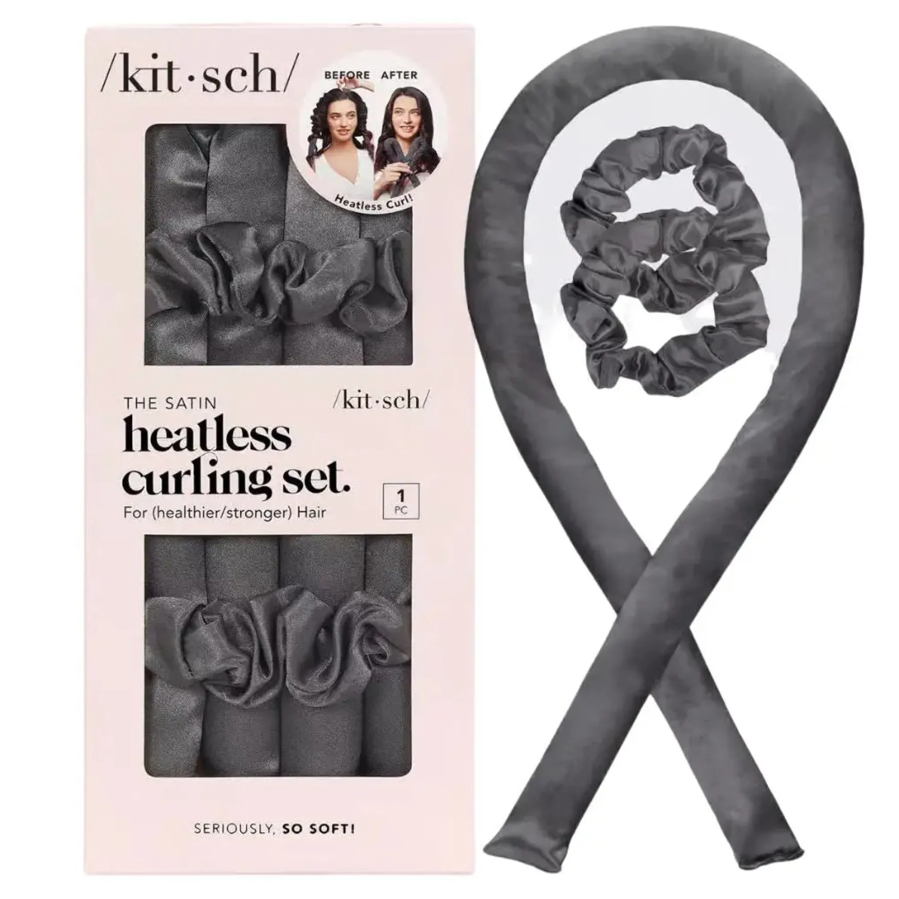 The Satin Heatless Curling Set Charcoal
