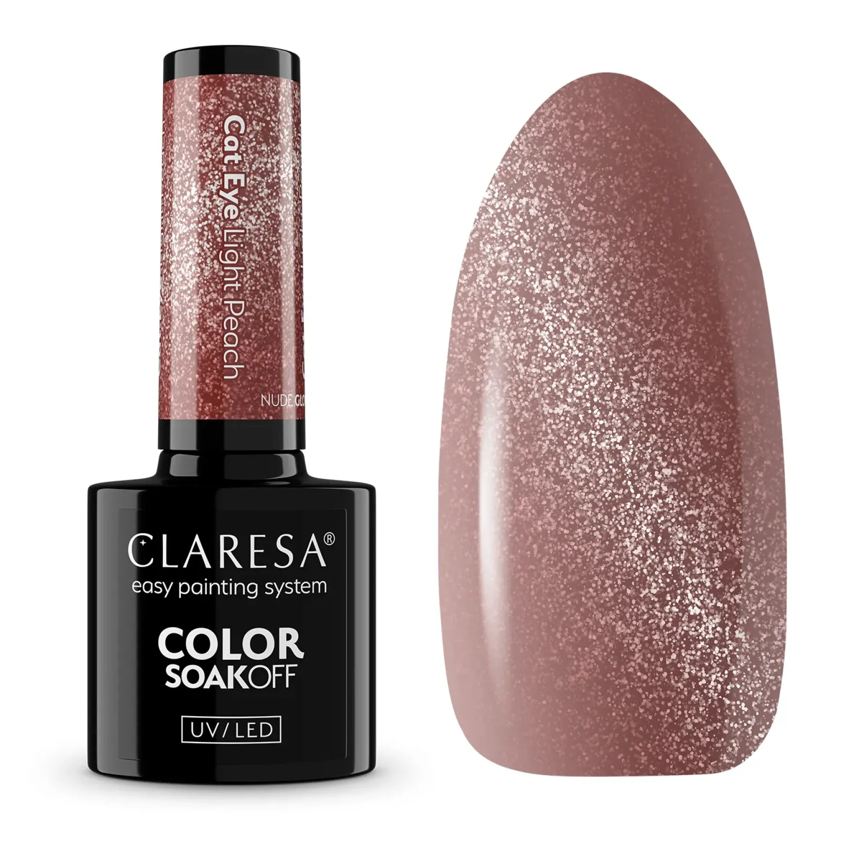 UV/LED Cat Eye Nail Polish Nude Glow Light Peach