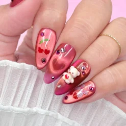 Valentine Bejeweled Nail Art Sticker Coquette Cherry