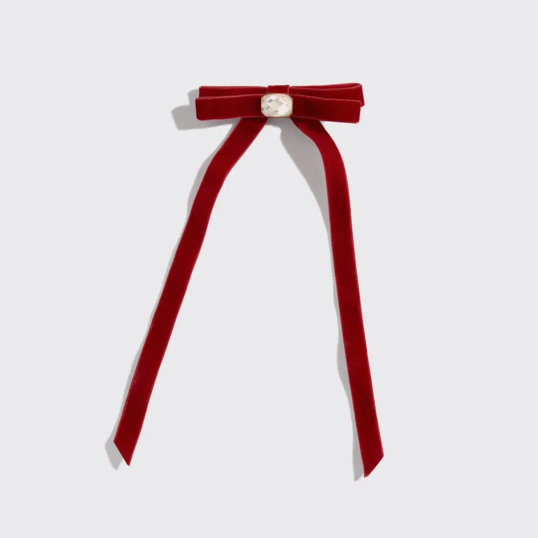 Velvet & Gemstone Bow Hair Clip