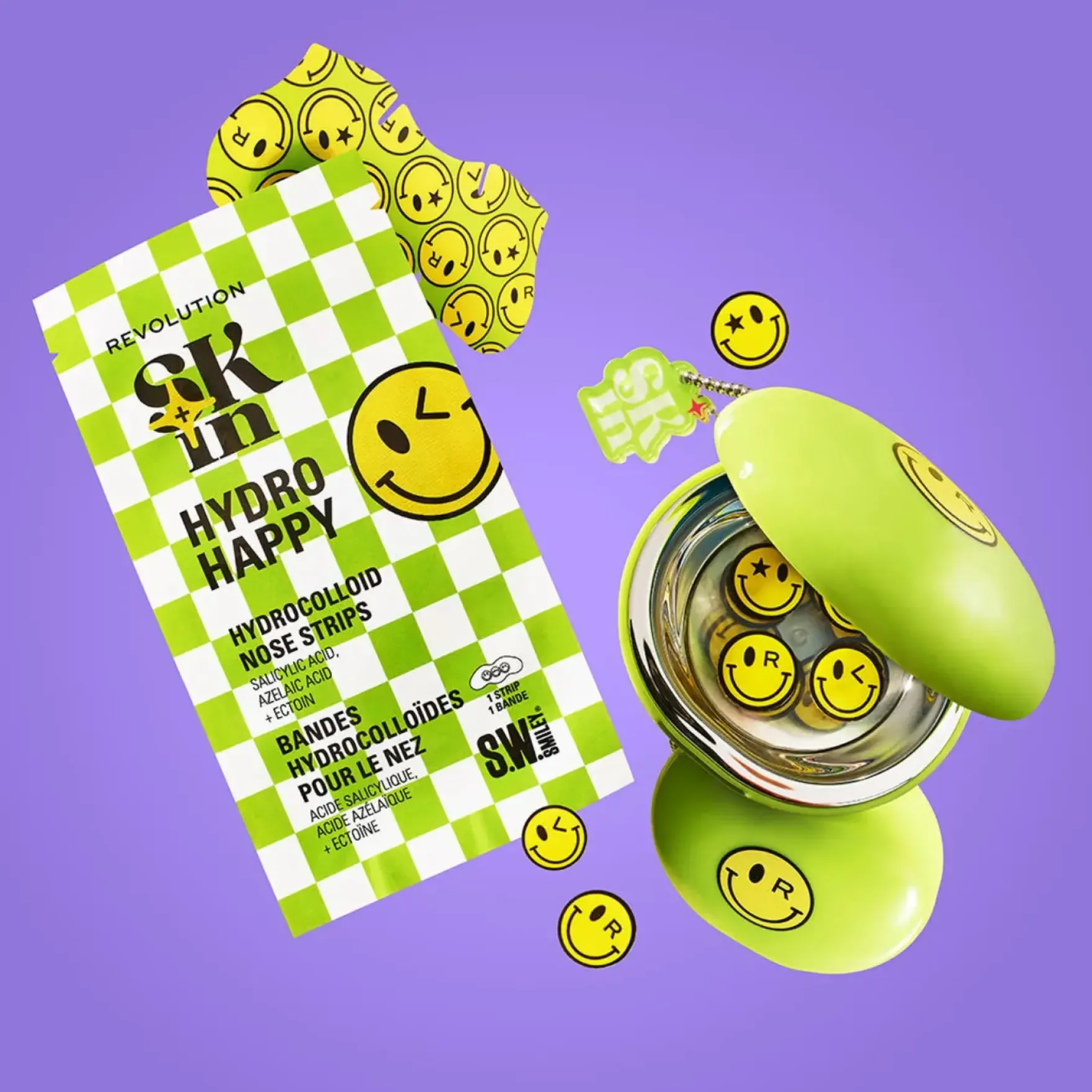 x S.W.Smiley Happy Dots Hydrocolloid Spot Patches and Case